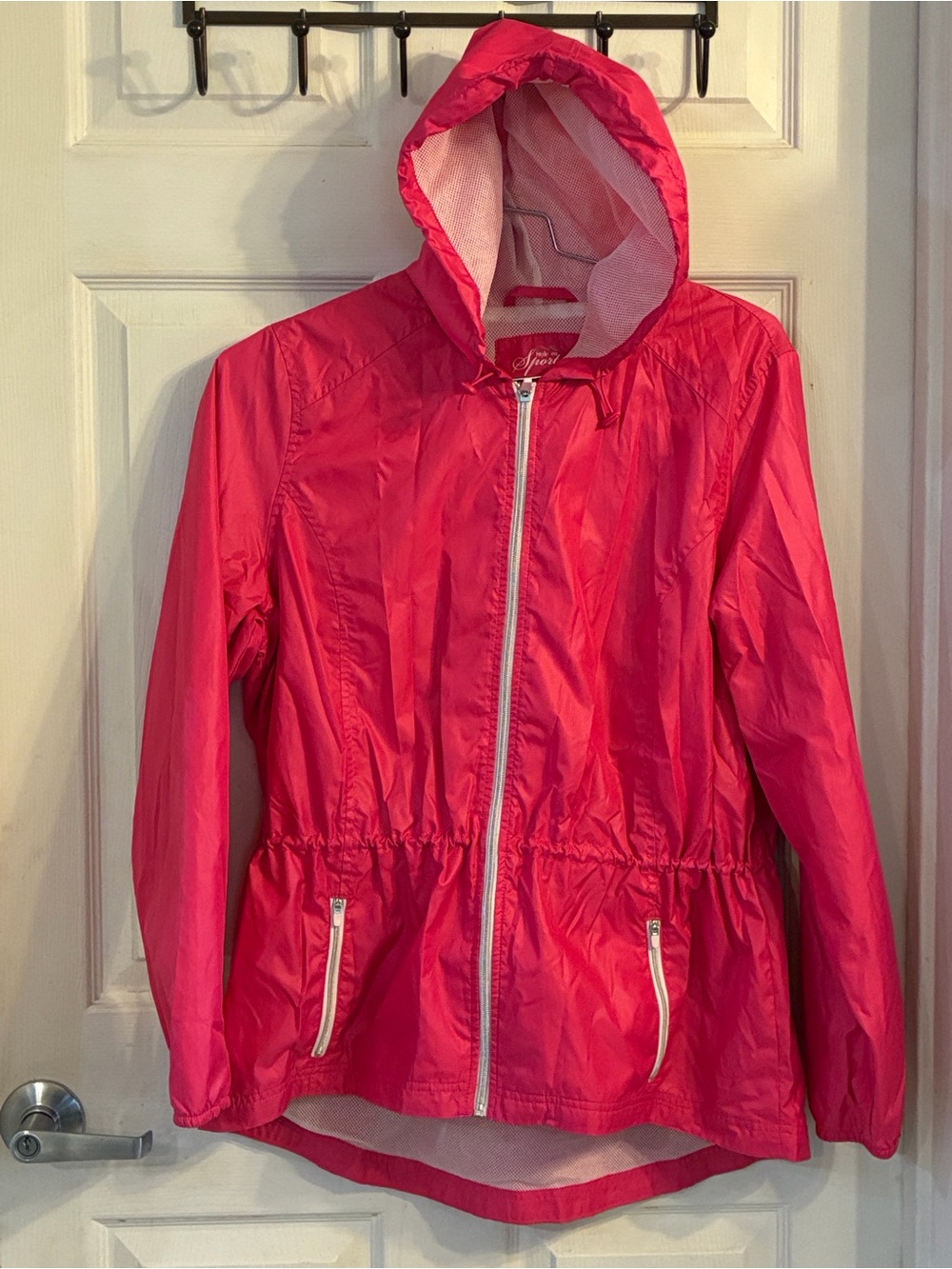 Style Co. Sport Pink Hooded Windbreaker Jacket, Size: L